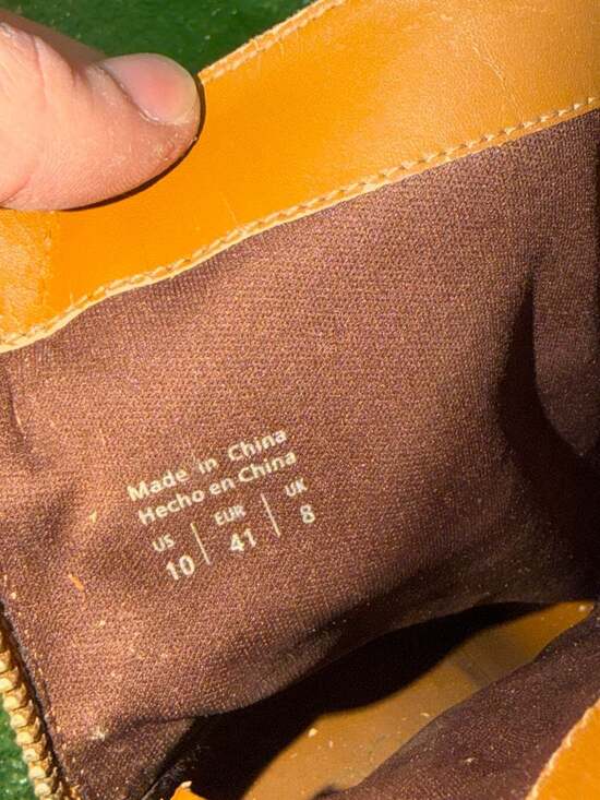 ALDO Women's Tan Suede Lug Sole Block Heel Ankle Booties - Picture 6 of 6